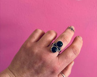 Green Adventurine & Sterling Silver Ring Adjustable