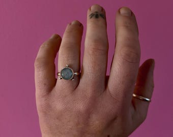 Aquamarine & Sterling Silver Ring 7