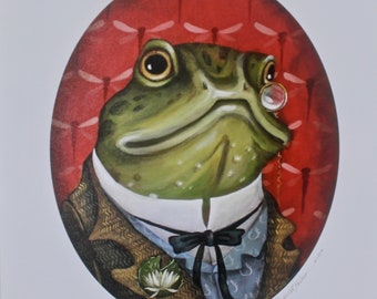 Frog portrait print by Elizabeth Foster 8x10