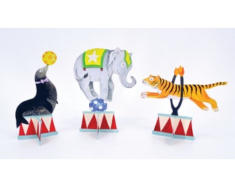 Circus Trio table Ornaments by Elizabeth Foster with Hester & Cook