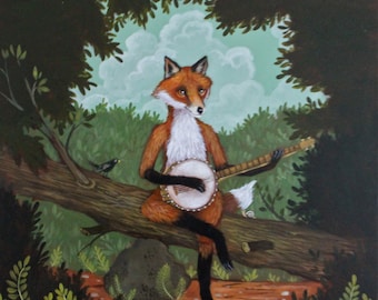 Elizabeth Foster artist print "The Fox & the Banjo"