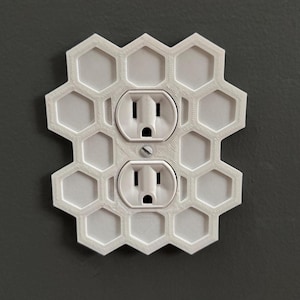 Honeycomb Outlet Cover – Mid-Century Hexagon Wall Plate Outlets/Light Switches/GFCI – Minimalist Decor Gift for Home, Nursery, and Kitchen