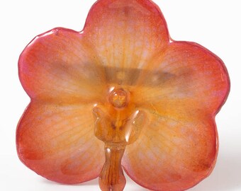 Pink Orange Vanda Orchid Pin