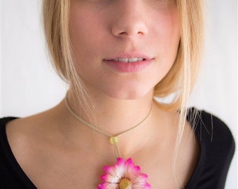 Pink Chrysanthemum Necklace