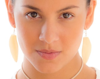 White Hanami Cattleya Orchid Petal Earrings