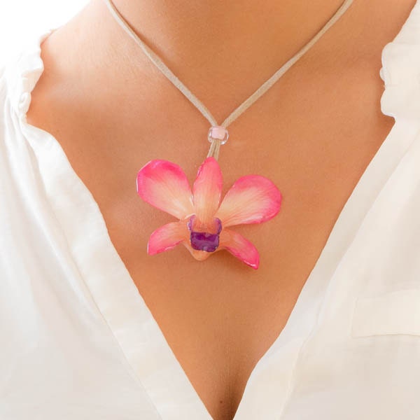 Pink White Hanami Orchid Necklace