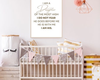Christian Nursery Print, I am a Daughter Scripture (Digital Download)