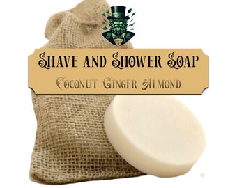 Coconut Ginger Almond Shave and Shower Soap - Full Size - 4oz