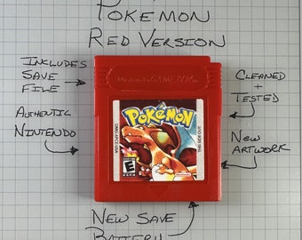 Pokemon Red Version (Game Boy, 1998) Authentic! NEW Battery & SAVE GAME!