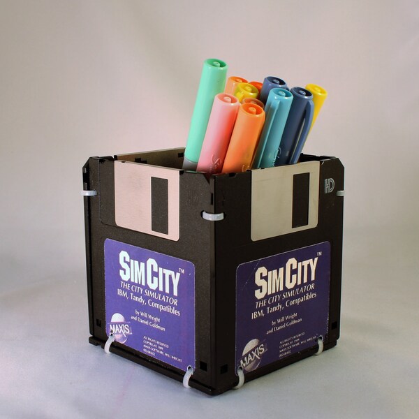 SimCity Video Game Floppy Disk Pen and Pencil Holder