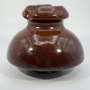 Vintage 1920s Chocolate Brown Porcelain Saddle Insulator | Utility Pole / Telegraph / Industrial Décor 4.5″×3.75″