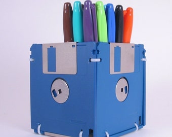 Floppy Disk Pen and Pencil Holder (BLUE)