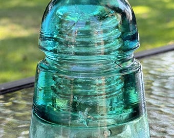 Vintage Brookfield Beehive Aqua Green Glass Insulator - 4" tall - Rare Collectible