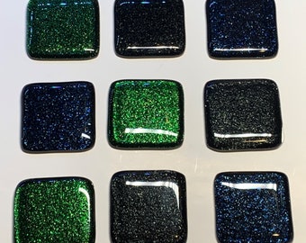 Beautiful 2" x 2" slumped glass squares - Use for wine tags, ornaments, and more!