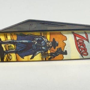 Vintage 1990s Zorro Folding Pocket Knife USA Novelty Comic Art Western Collectible