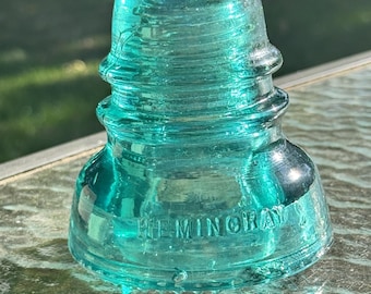 Rare Vintage Hemingray No. 40 Glass Insulator - Aqua Blue Green, 4" Tall, Perfect Collectible Condition