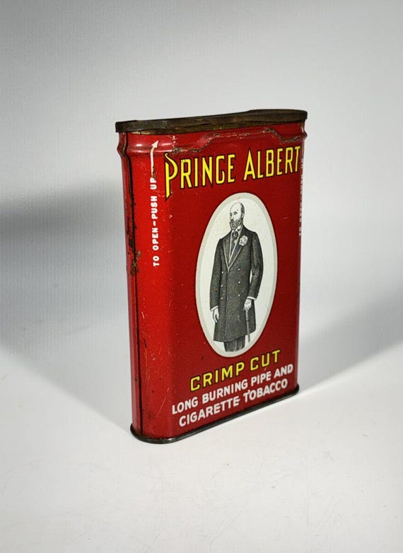 1907 prince albert tobacco tin Crimp Cut Can Shelburne Country Store Prince Albert Tobacco Tins |