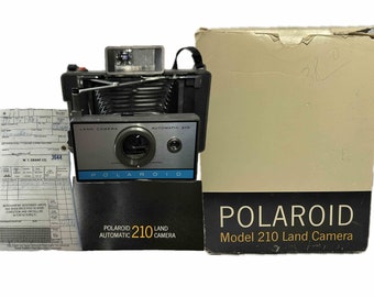 Vintage 1967 Polaroid Land Camera Model 210 - Complete In Box - With Manual, Dust Cover & Original Bill Of Sale!