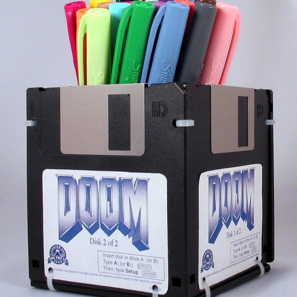 DOOM Video Game Floppy Disk Pen and Pencil Holder