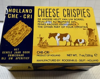 Vintage Delft Holland Che-Cri Cheese Crispies Metal Tin Box