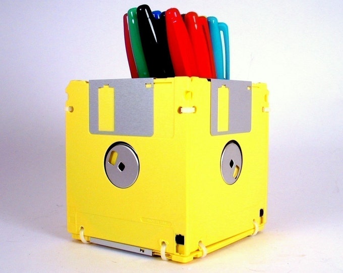 Floppy Disk Pen and Pencil Holder YELLOW Etsy