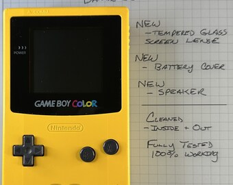 Nintendo Game Boy Color -  Dandelion Yellow CGB-001 - New Screen Lens - Cleaned / Tested / Working