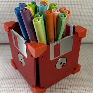 DIY Floppy Disk Pencil Holder No Tools / No Drilling required image 2