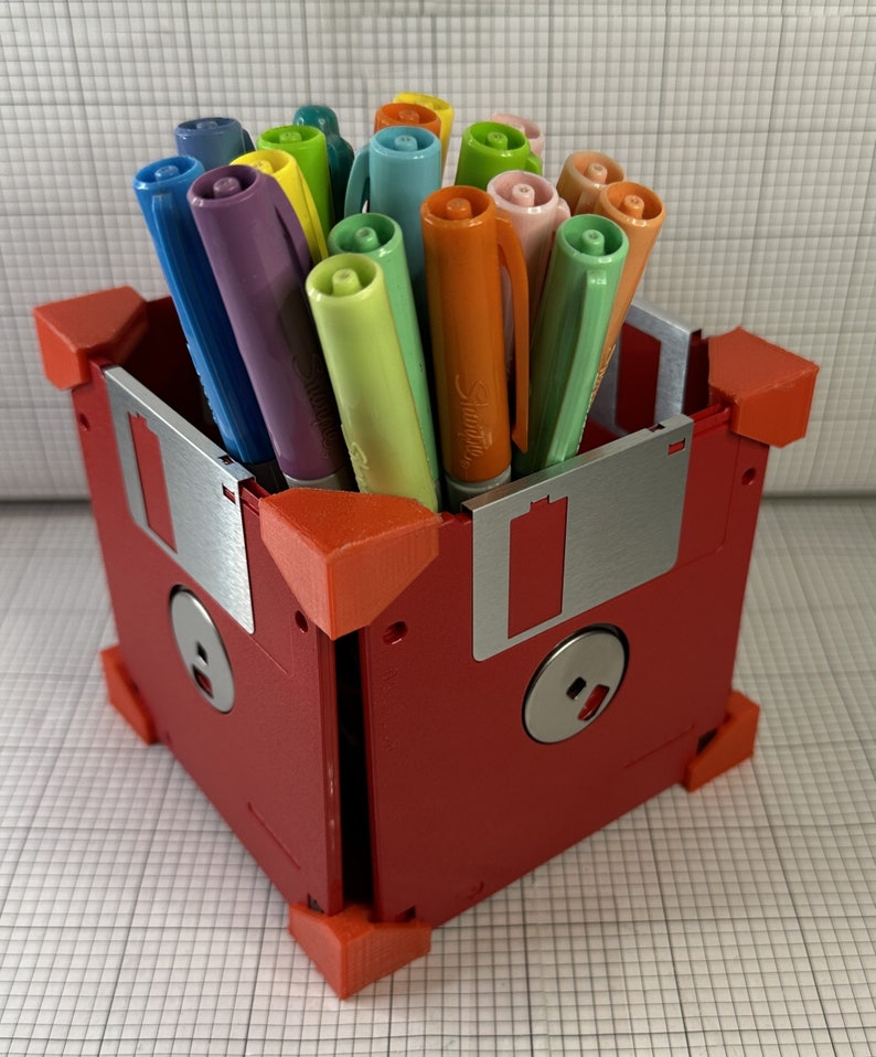 DIY Floppy Disk Pencil Holder No Tools / No Drilling required image 2