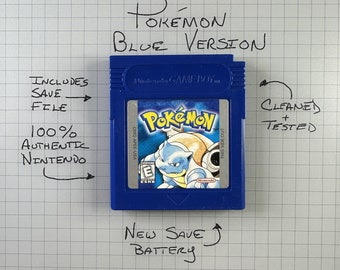 Pokemon Blue (Game Boy Color, 1998) Authentic *NEW BATTERY*