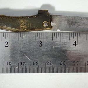 Vintage 1840-tals spansk sko Navaja pennkniv äkta hornhandtag antik