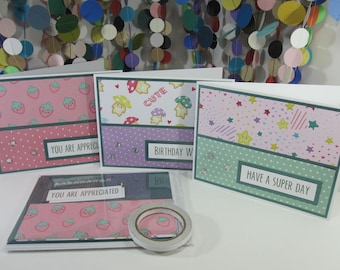 Cute DIY Cards Make Your Own Card Kit Strawberries Stars Mushrooms