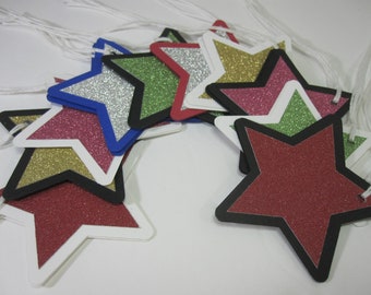 Colorful Star Glitter Gift Tags Handmade Gift Tags Sparkly Gift Tags 20 Gift Tags Set of Gift Tags Party Tags Glitter Tag Birthday Gift Tags