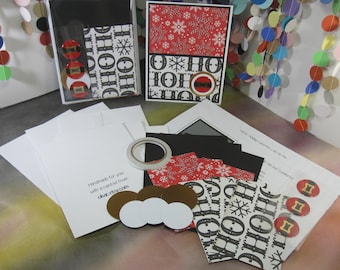 DIY Christmas Card Making Kit: Makes 3 Snowy HoHoHo Santa Belt Cards