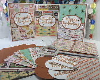 Make Your Own 3 Card Kit Retro Vibes Birthday Congrats Celebrate