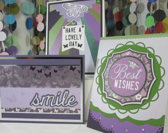 Butterfly Card Set Purple Set of Cards Smile Best Wishes Lovely Day Variety of Cards for a Gift for Mom Gift for Wife Unique Gift for Friend