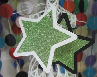 Green Star Gift Tags Glitter Gift Tag Handmade Gift Tag Sparkly Gift Tag 20 Gift Tags Set of Gift Tags Green Glitter Tag Birthday Gift Tags