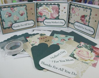Mother's Day DIY Card Kit Roses Make Your Own Cards Thanks Mom