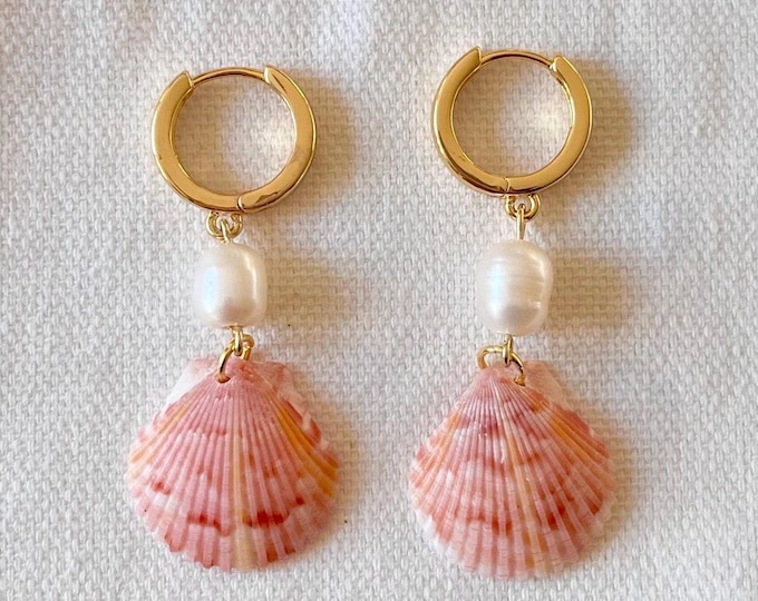 Mari Calico Earrings / 18k Gold Filled Hoops / 14mm
