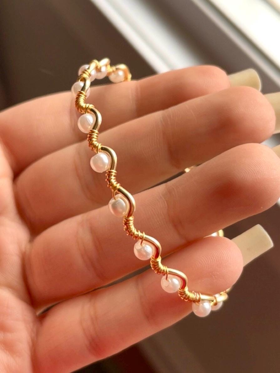 Tidal Wave Bracelet / Wire Wrapped Gemstone Bracelet, Handcrafted