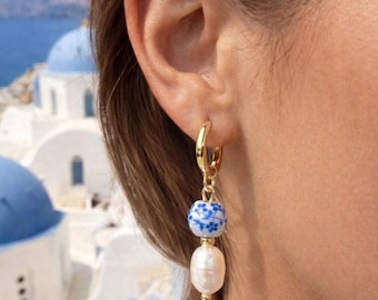 Aros colgantes Santorini / Aros rellenos de oro de 18 k / 14 mm