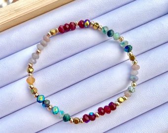 Berry Harvest Bracelet / Mixed Gemstone Stretchy Bracelet / Autumn Collection