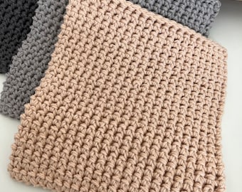 Handmade Cotton Potholders | Double Thick Kitchen Hot Pads | Housewarming and Hostess Crochet Gift