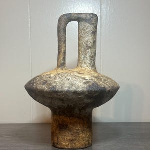 Handcrafted Rustic Ceramic Vase, Textured Earth-Tone Modern Art Pottery, Wabi-Sabi Decor Accent for Shelf, Mantel Minimalist Table Styling