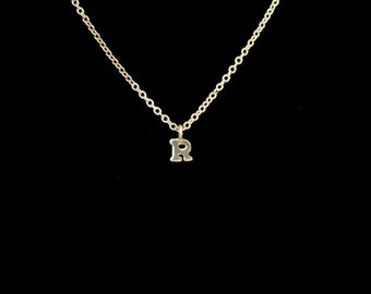 Gold Initial Necklace, Teensy, Tiny, Delicate