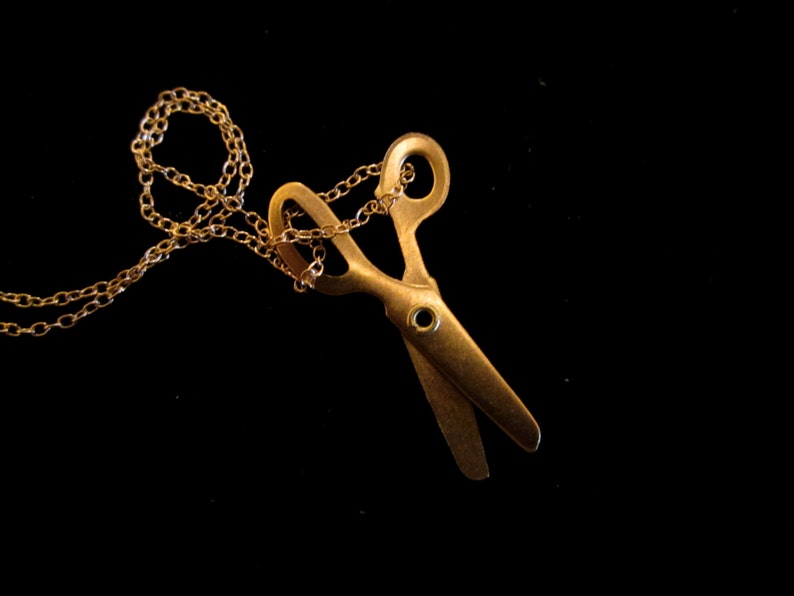 Brass Scissor Necklace, Hair Stylist, Sewer, Seamstress, Taylor image 1