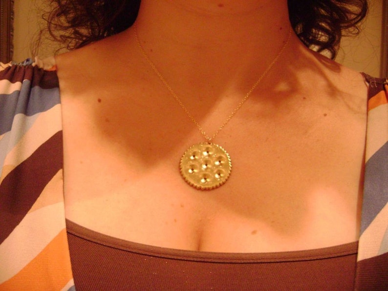 Brass Cracker Necklace, Round image 2