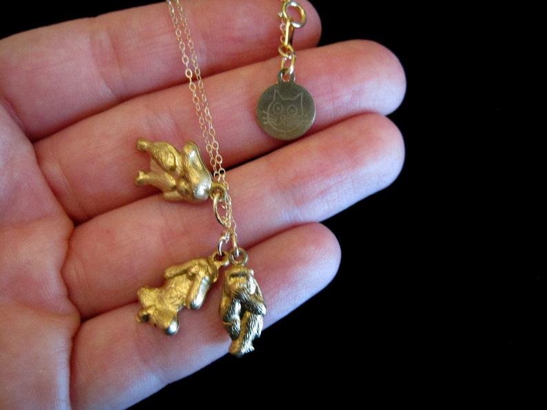 Three Wise Monkeys Necklace, Speak No, Hear No, See No Evil image 3