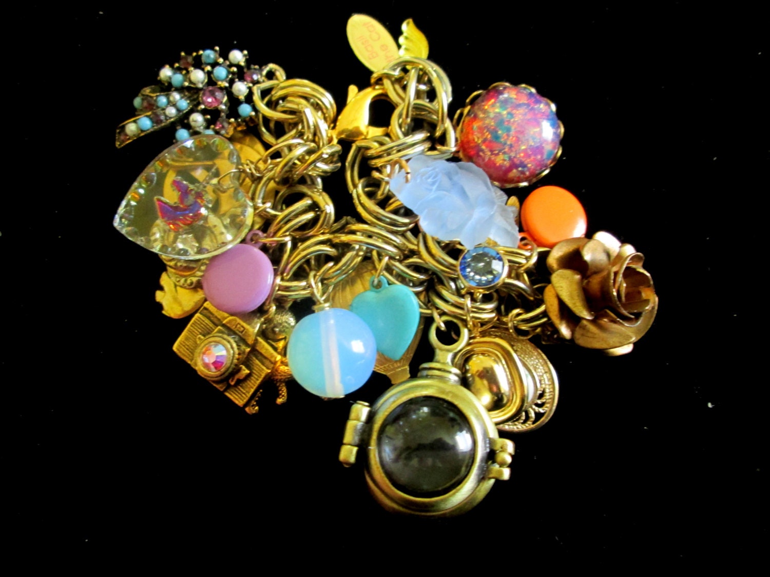 Vintage Charm Bracelet, Lockets - Etsy