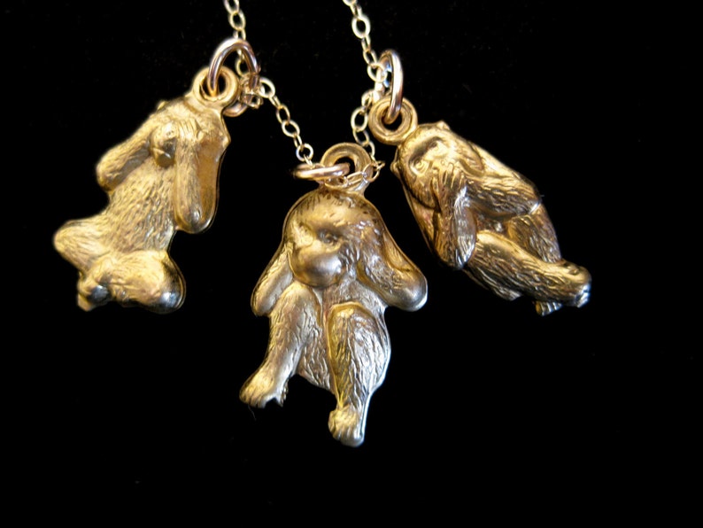 Three Wise Monkeys Necklace, Speak No, Hear No, See No Evil image 4