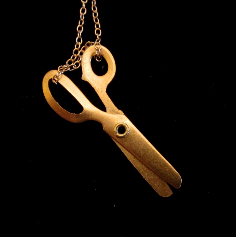 Brass Scissor Necklace, Hair Stylist, Sewer, Seamstress, Taylor image 4